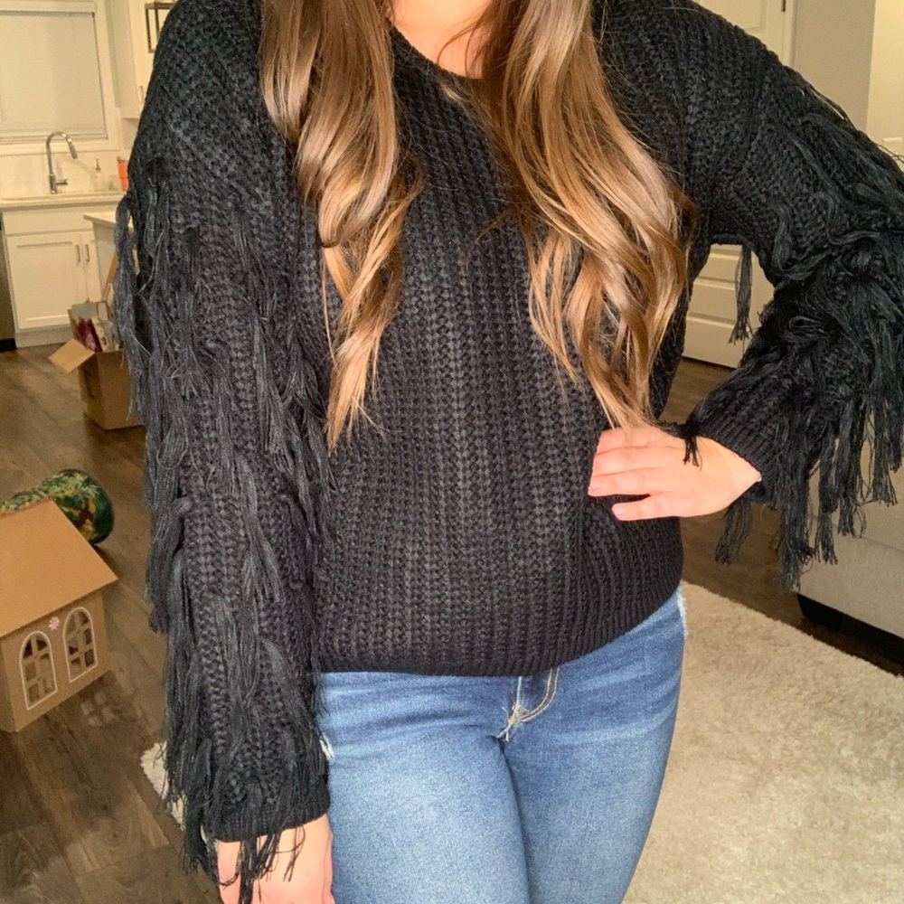 Black Fringe Sweater - Picture 2 of 3